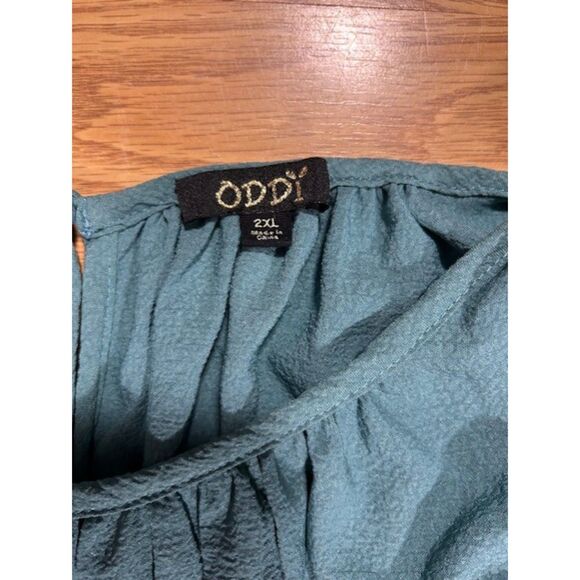Oddy 2X - Designer women's peasant top -muted teal - Picture 2 of 3